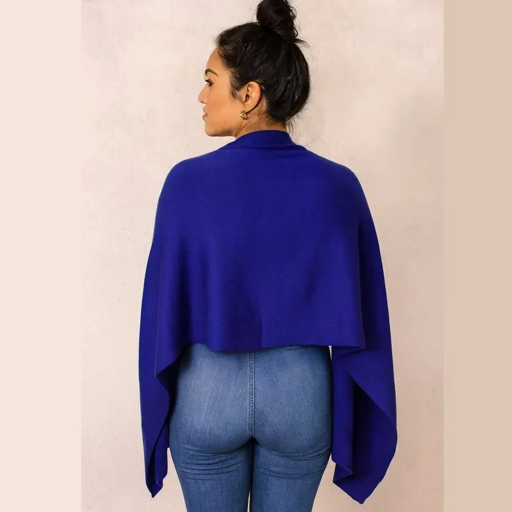 Blue Button Shawl Shrug Wrap 60